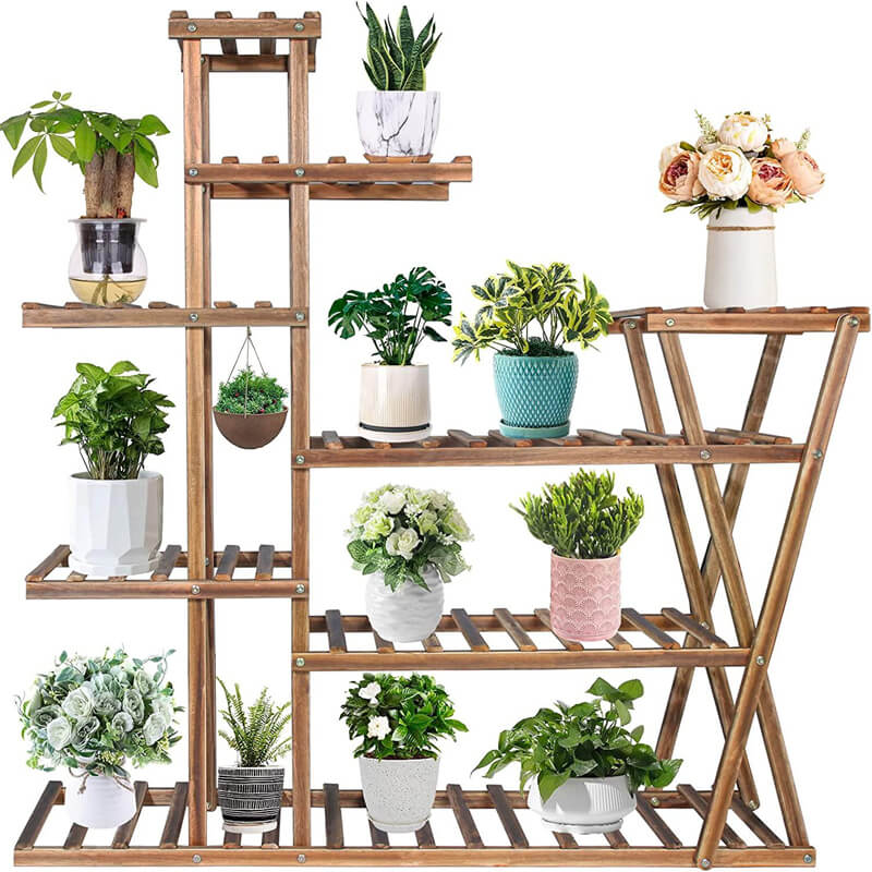 plant ladder indoor Wood Plant Stand Indoor, Tall Multi Tier Plant Shelves, Planter Shelf for Outdoor Plants