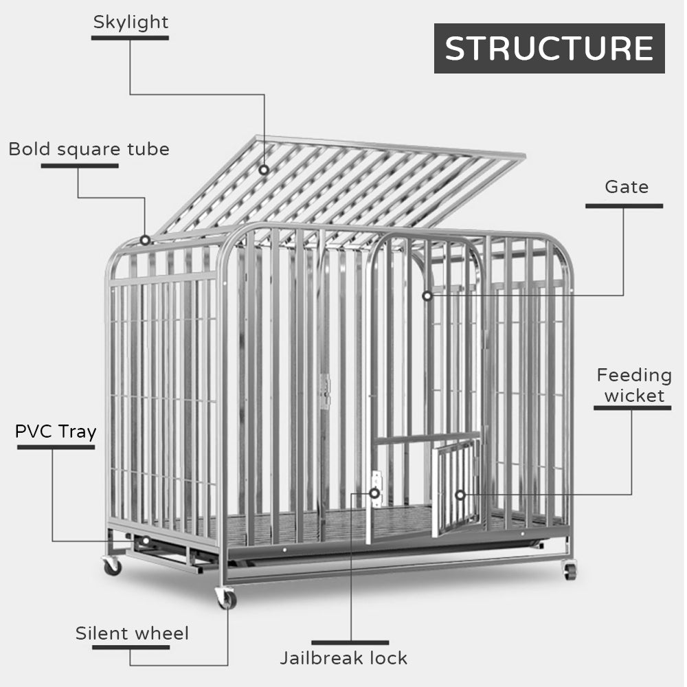 YIMOBRA Dog kennels,  Heavy Duty Dog Crate Cage Kennel with Wheels, High Anxiety Indestructible Dog Crate