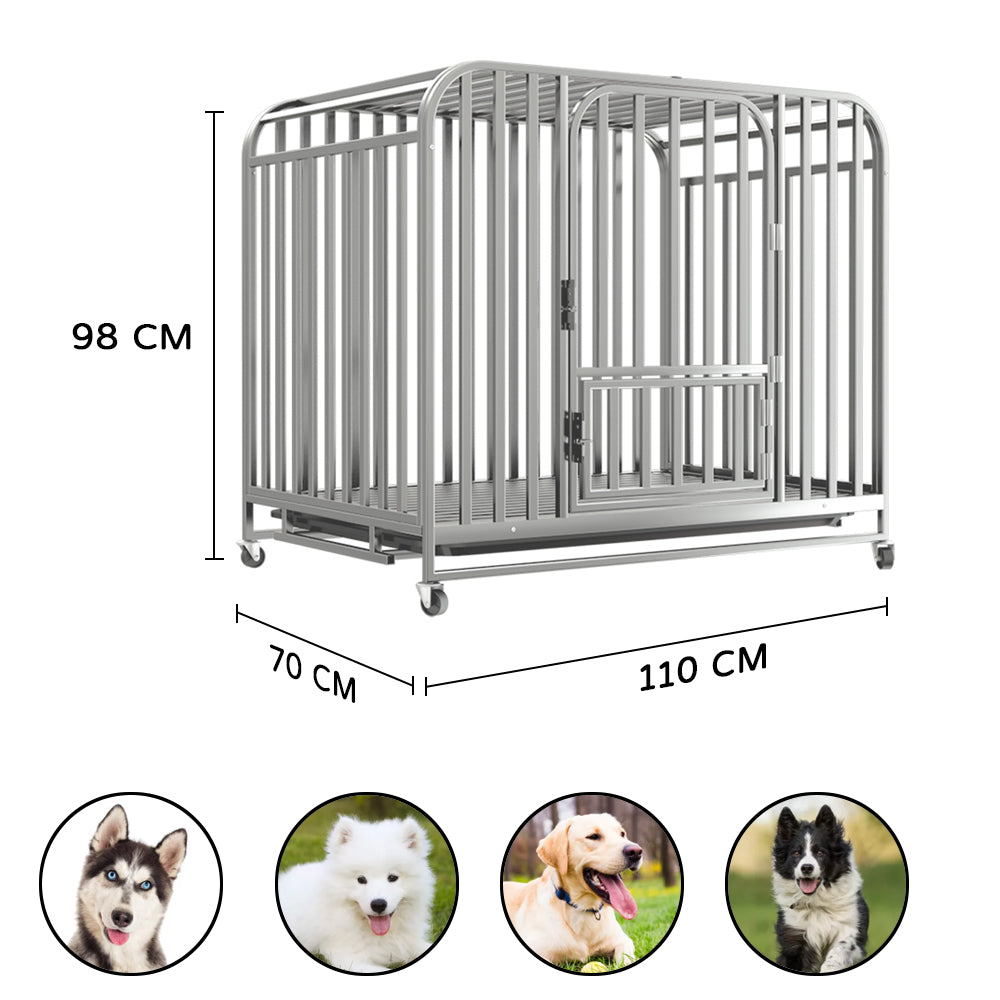 YIMOBRA Dog kennels,  Heavy Duty Dog Crate Cage Kennel with Wheels, High Anxiety Indestructible Dog Crate