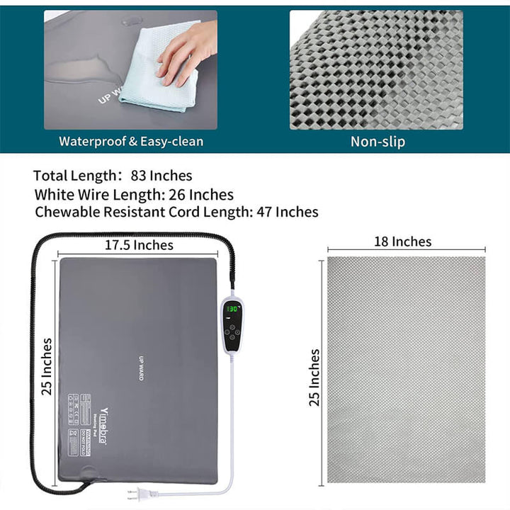 Yimobra Heated Bath Mat for Bathroom Rugs to Dry, Adjustable Temperature  and Time to Drying Rug,Waterproof and Non-Slip Bottom,Built-in Temperature