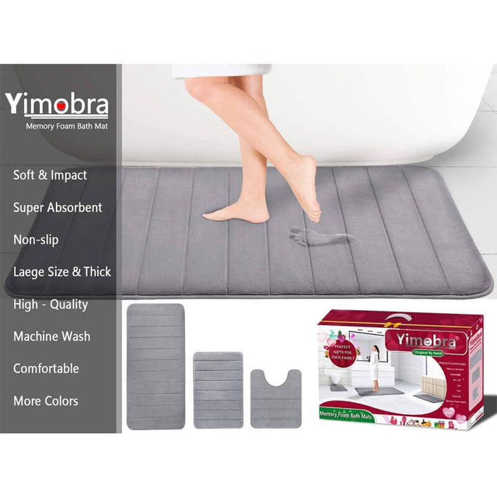 Yimobra Large Memory Foam Bathroom Mat 2 Pieces Set, Non Slip - Super Water  Absorption Soft Bath