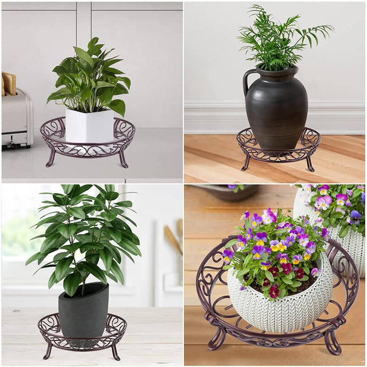 single plant stands indoor Metal Plant Stand for Outdoor Indoor,Round shape Brown / 10.3 Inches